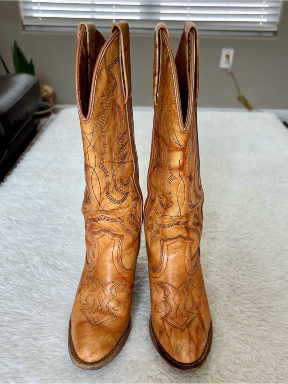 Miss Capezio Vintage Cognac Marble Leather Women’s Western Cowboys boots 5.5 M - Picture 8 of 16